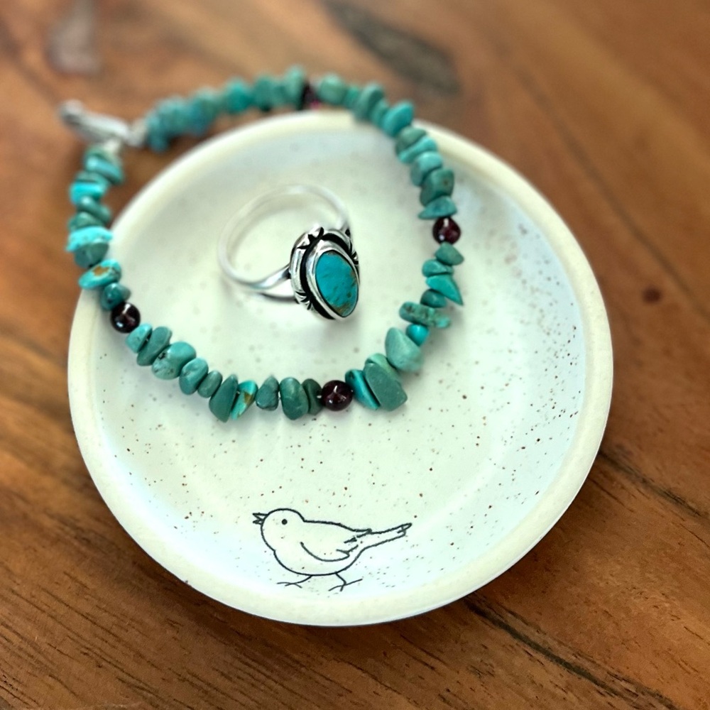 Transpac Speckled Bird Trinket Dish - NWOT